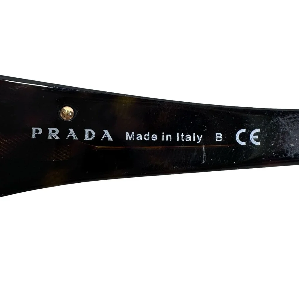Prada SPR 16L Brown Tortoise Shell Rectangular Eyeglass Frames Gold Logo Italy